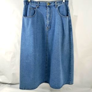 Vintage Premium Cotton Stonewashed Denim A-line Blue Jean Skirt Women's 8P